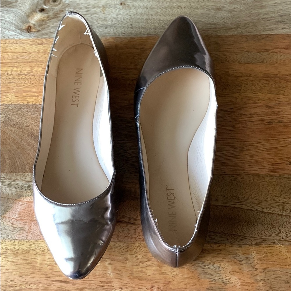 Nine West silver pointed flats 6 6M